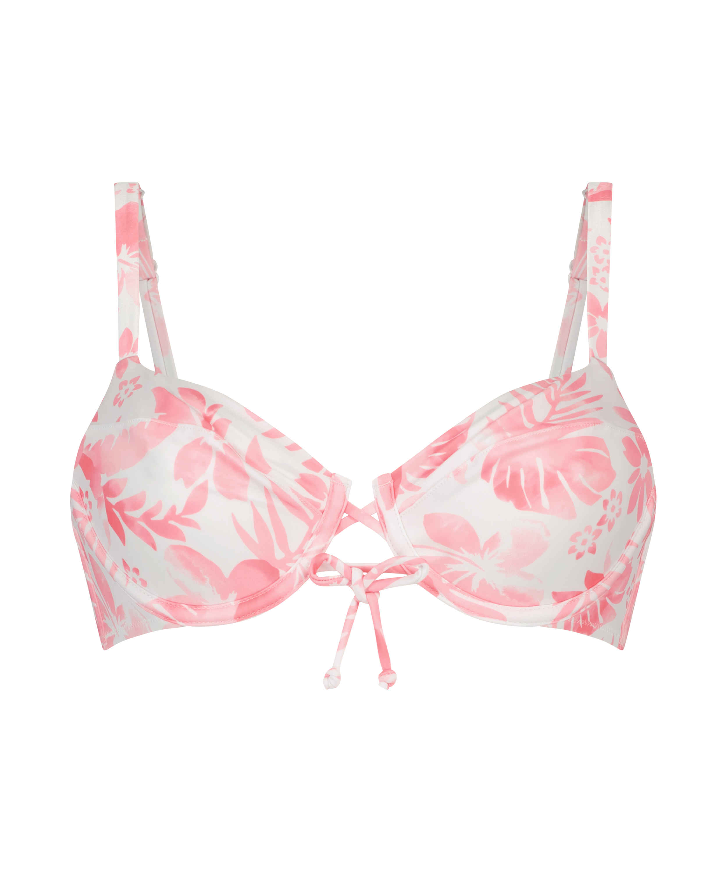 Nieusztywniany top od bikini z fiszbinami Tropical, Biały, main