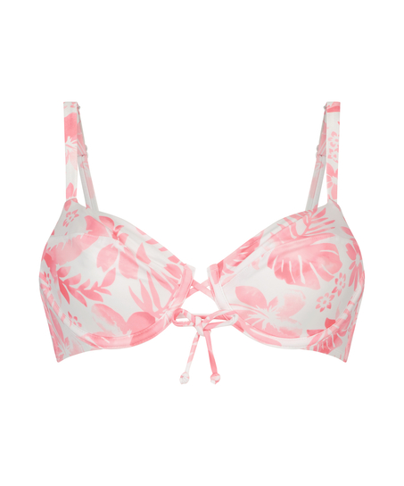 Nieusztywniany top od bikini z fiszbinami Tropical, Biały
