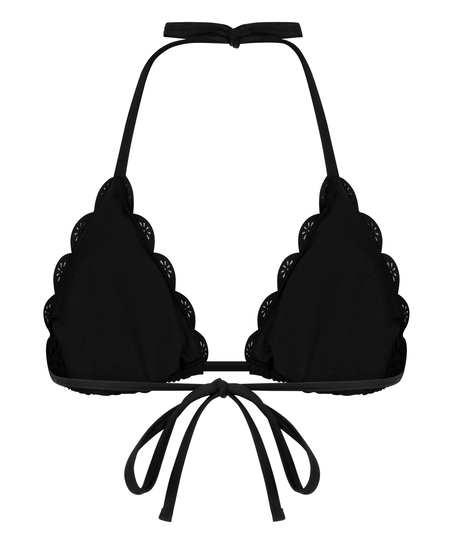 Tr&oacute;jkątna g&oacute;ra od bikini w kwiaty, Czarny