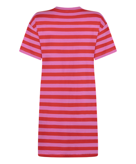 Koszula nocna z okrągłym dekoltem, R&oacute;żowy