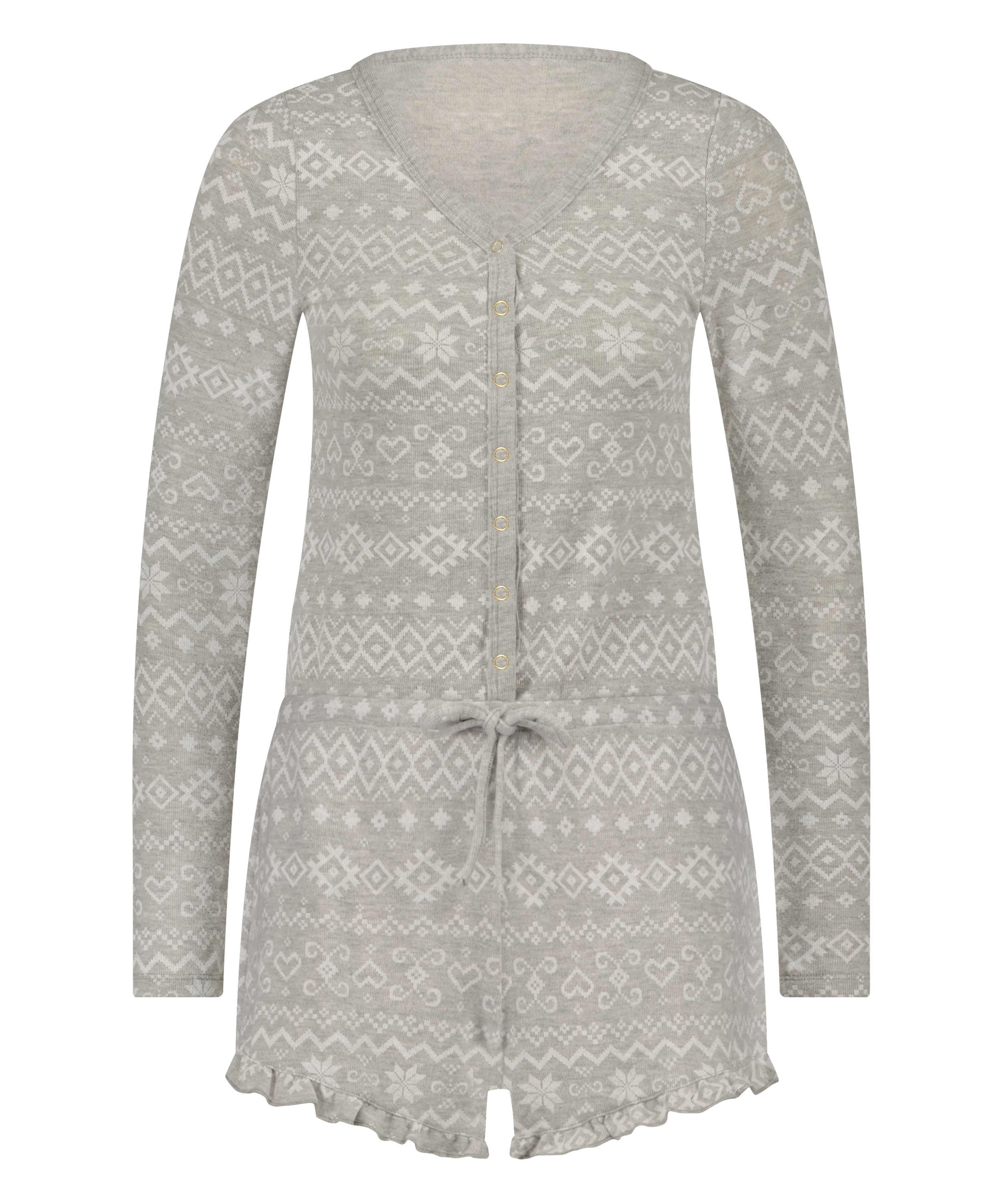 Piżama jednoczęściowa krótka Brushed Rib, Szary, main