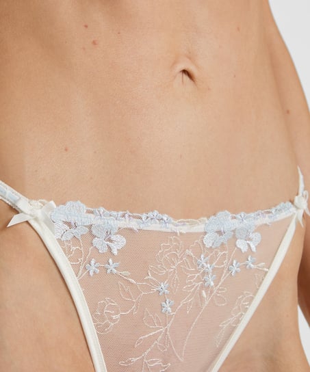 Stringi z wysokim wycięciem Peonie, Biały