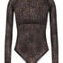 Body Tara Leopard z długim rękawem, Czarny