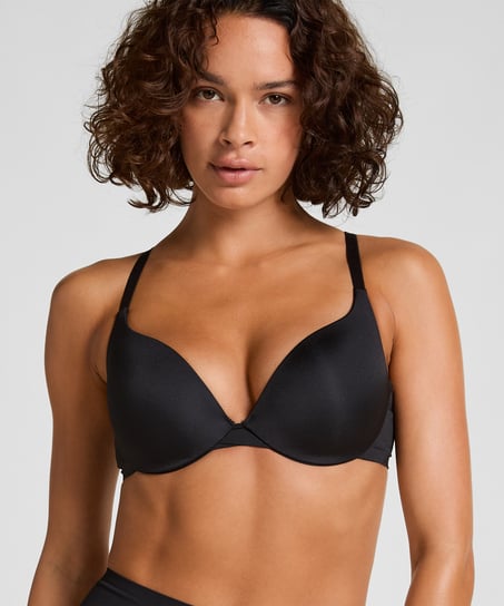 Usztywniony biustonosz push-up z fiszbinami Smooth, Czarny