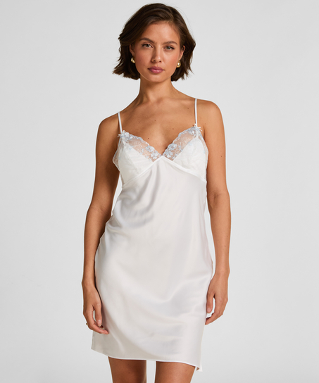 Satynowa halka Peonie, Biały