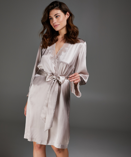 Jedwabne koronkowe kimono, R&oacute;żowy