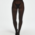 70 Denier Ribbed Lurex Tights, Czarny