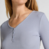 Bluza piżamowa Henley z długim rękawem, Fioletowy