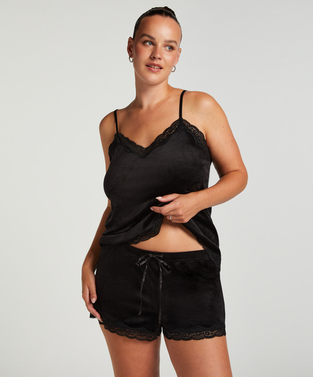 Top z aksamitnej koronki, Czarny