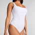 Prążkowane bawełniane body, Biały