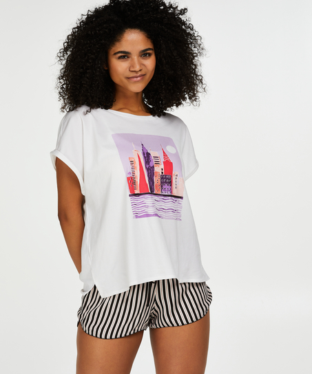 Short Sleep Pyjama Top, Biały