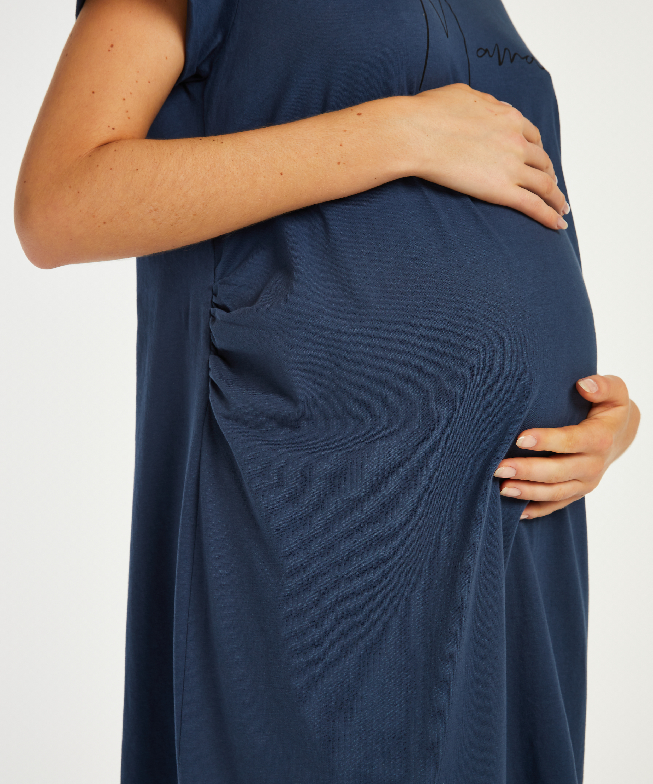 Koszula nocna ciążowa z kr&oacute;tkimi rękawami, Niebieski, main