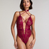 Body z otwartym krokiem Brandy Private, Czerwony