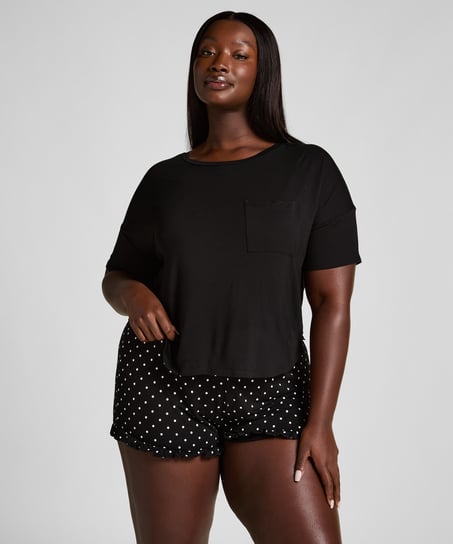 Zestaw piżamowy z szortami, Czarny