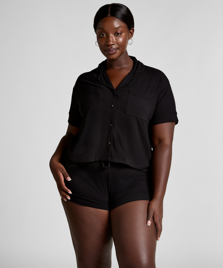 Szorty Essential Rib z dżerseju, Czarny