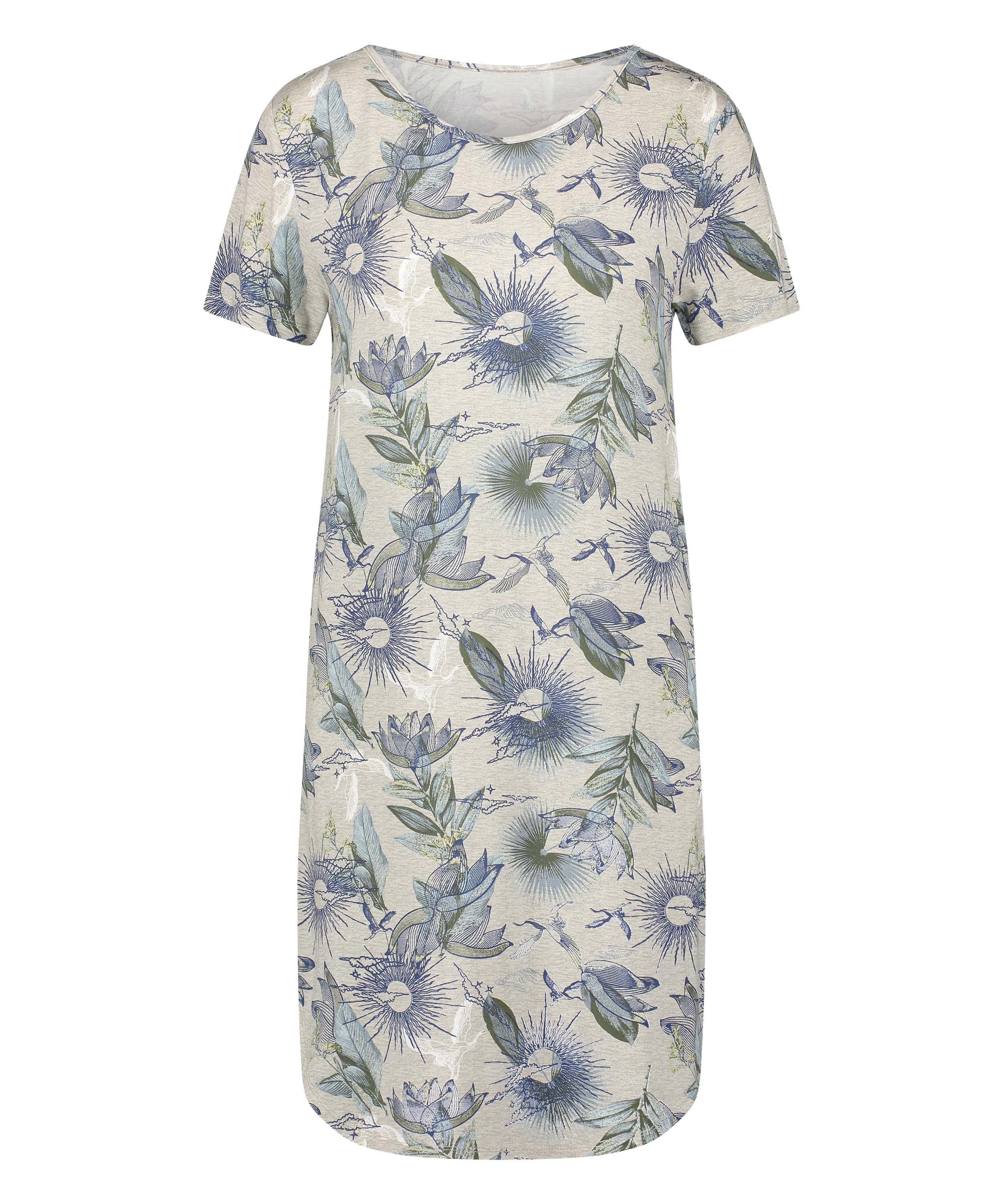 Dżersejowa koszula nocna z kr&oacute;tkim rękawem, Beżowy, main