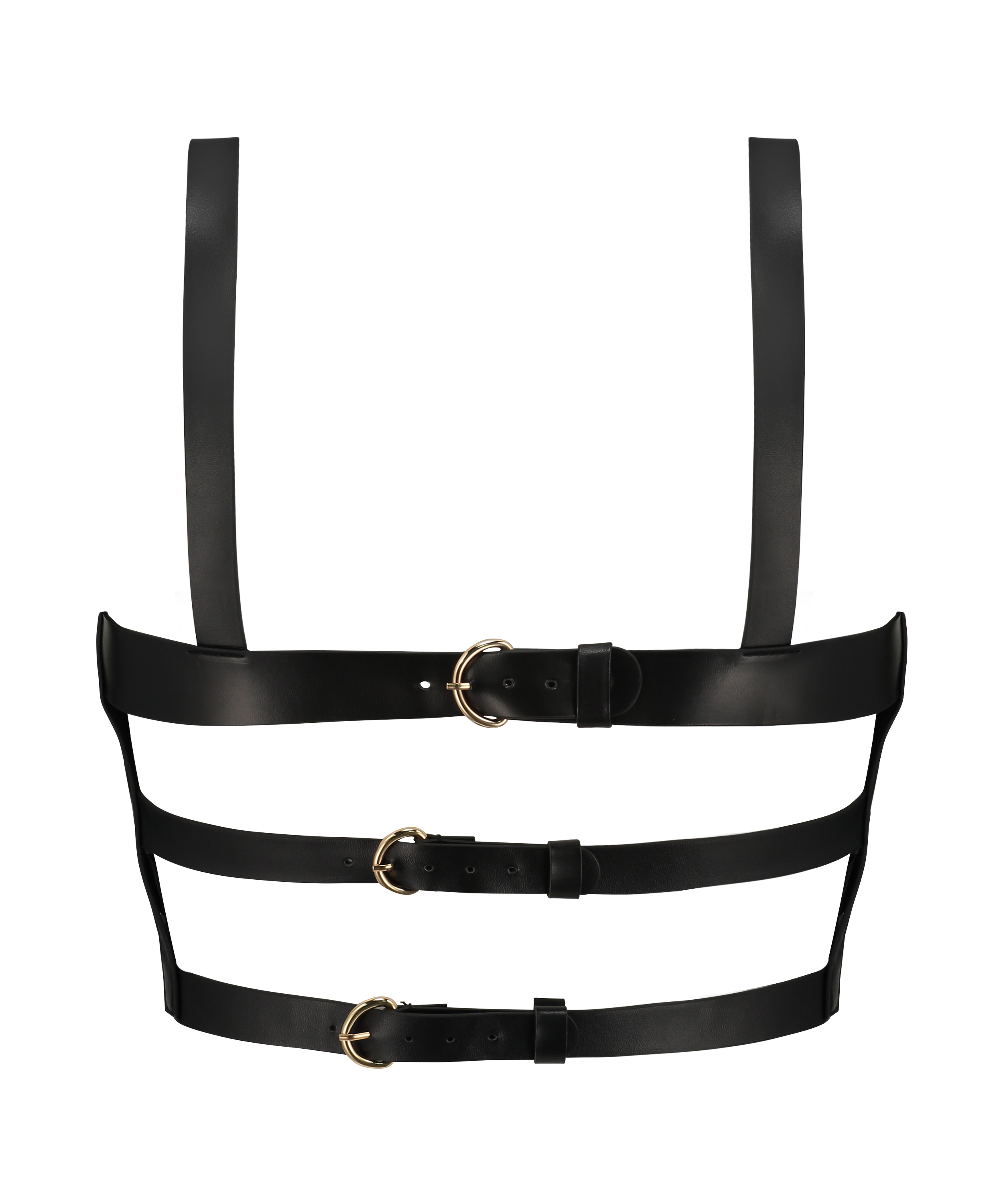 Biustonosz bralette ze sztucznej sk&oacute;ry, Czarny, main