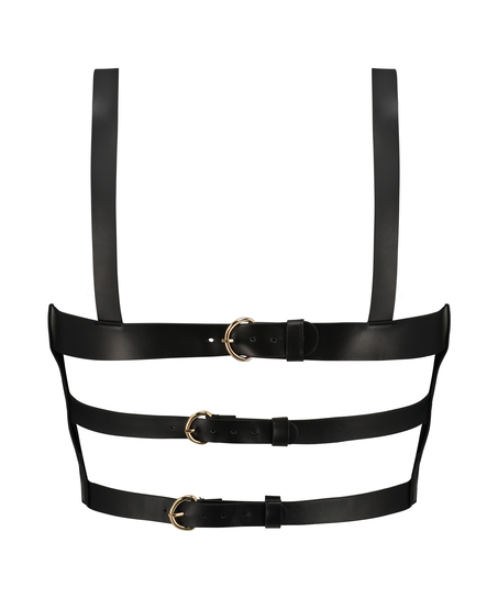 Biustonosz bralette ze sztucznej sk&oacute;ry, Czarny
