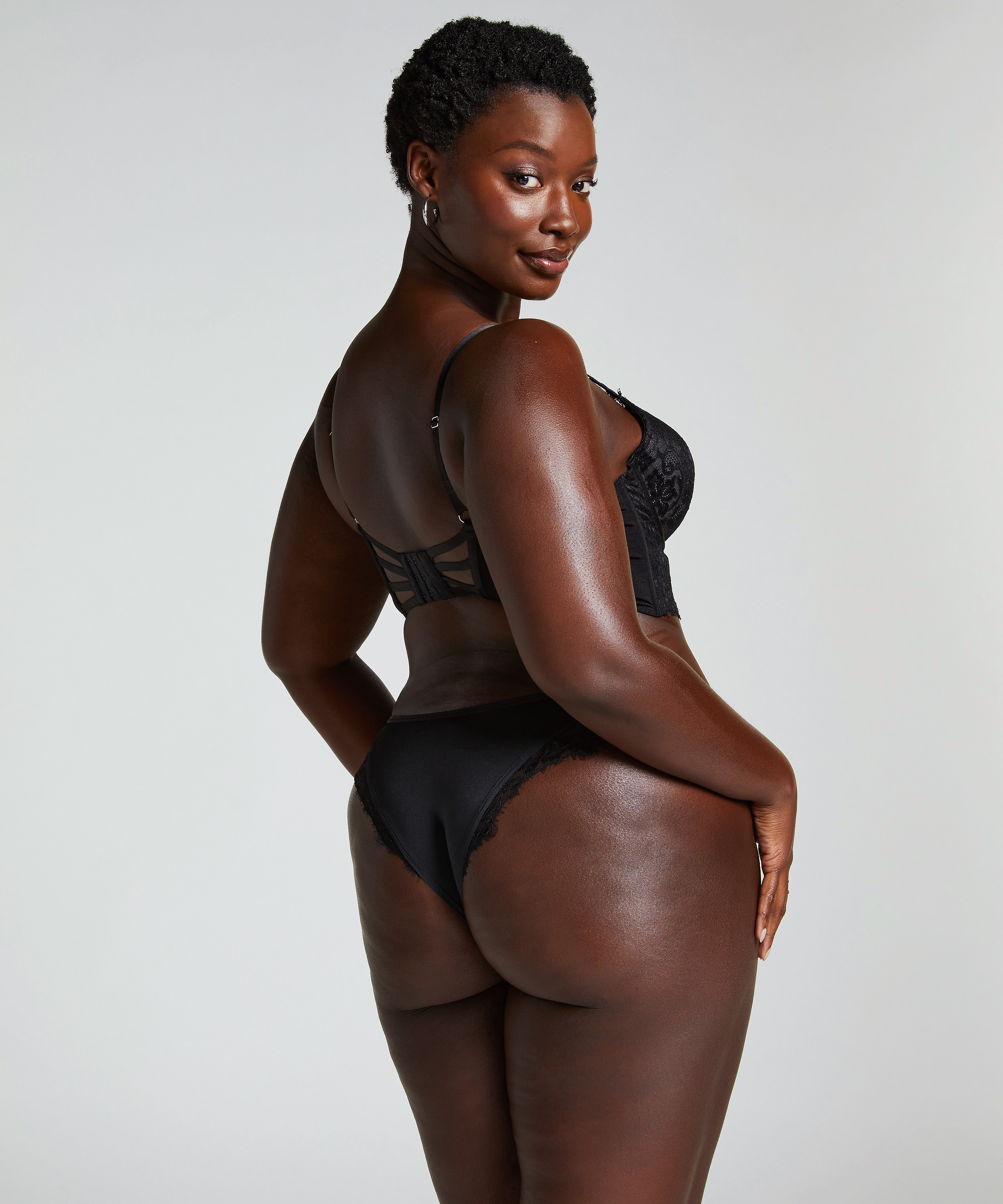 Usztywniany długoszczelny biustonosz push-up z fiszbinami Char, Czarny, main