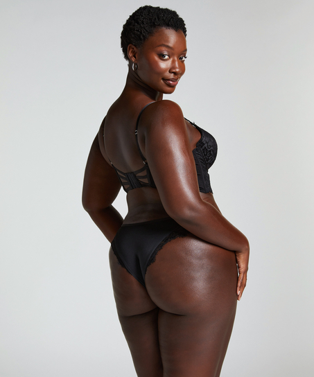 Usztywniany długoszczelny biustonosz push-up z fiszbinami Char, Czarny