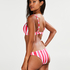 Candy Stripes Low Brazilian Bikini Bottoms, R&oacute;żowy