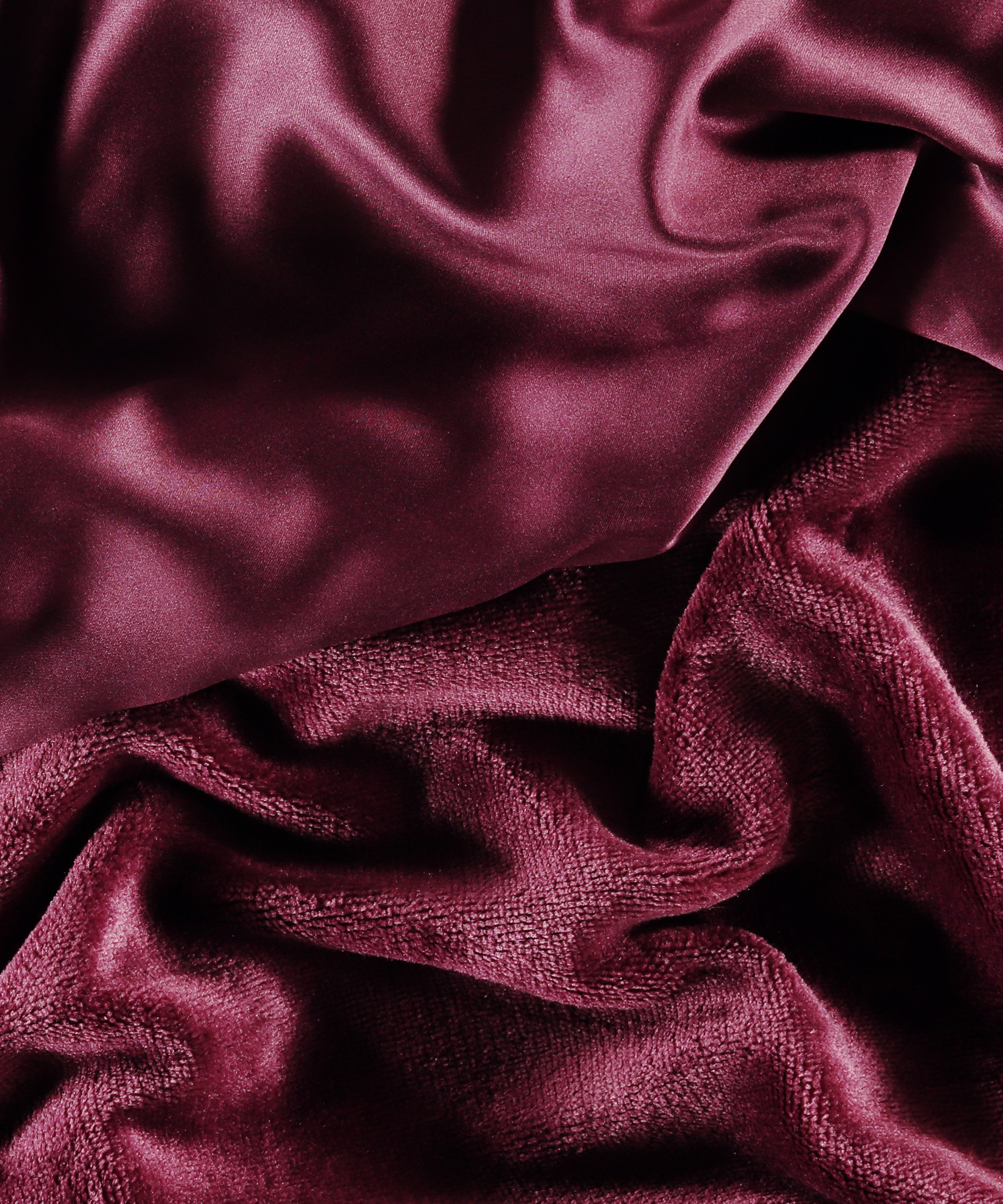 Satynowy szlafrok z polarem, Fioletowy, main