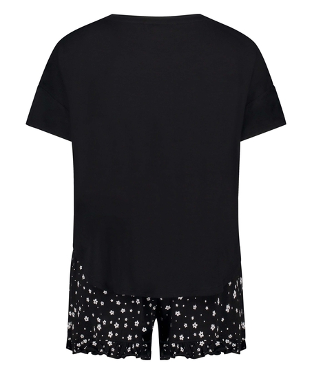 Zestaw piżamowy z szortami, Czarny