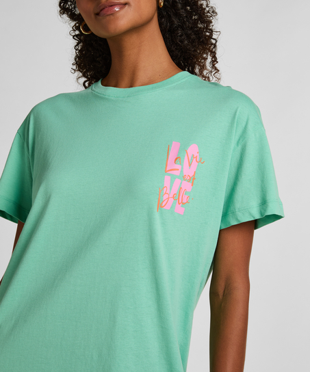 Koszula nocna z okrągłym dekoltem, Zielony