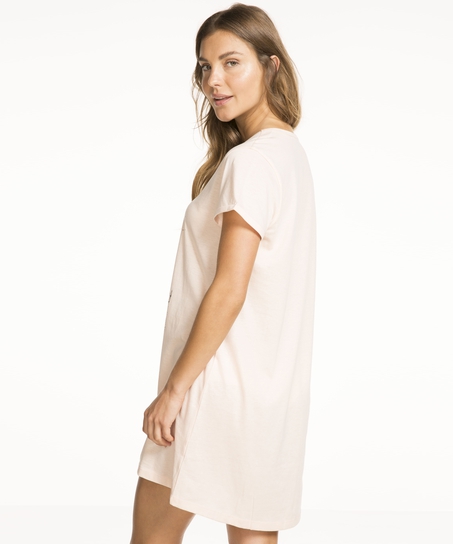 Nightshirt V-neck, R&oacute;żowy
