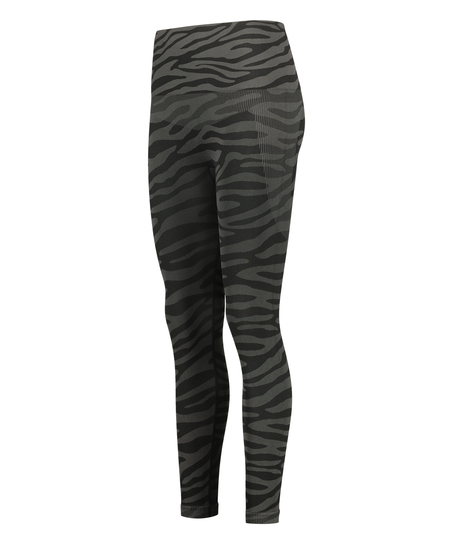 Legginsy sportowe bezszwowe z wysokim stanem Zebra HKMX, Czarny