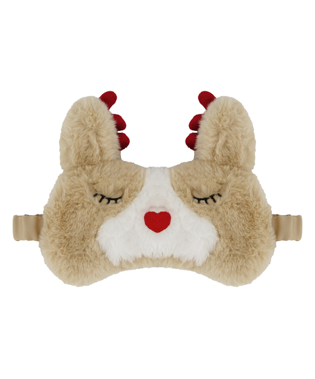 Maska do spania ze sztucznego futra, Beżowy