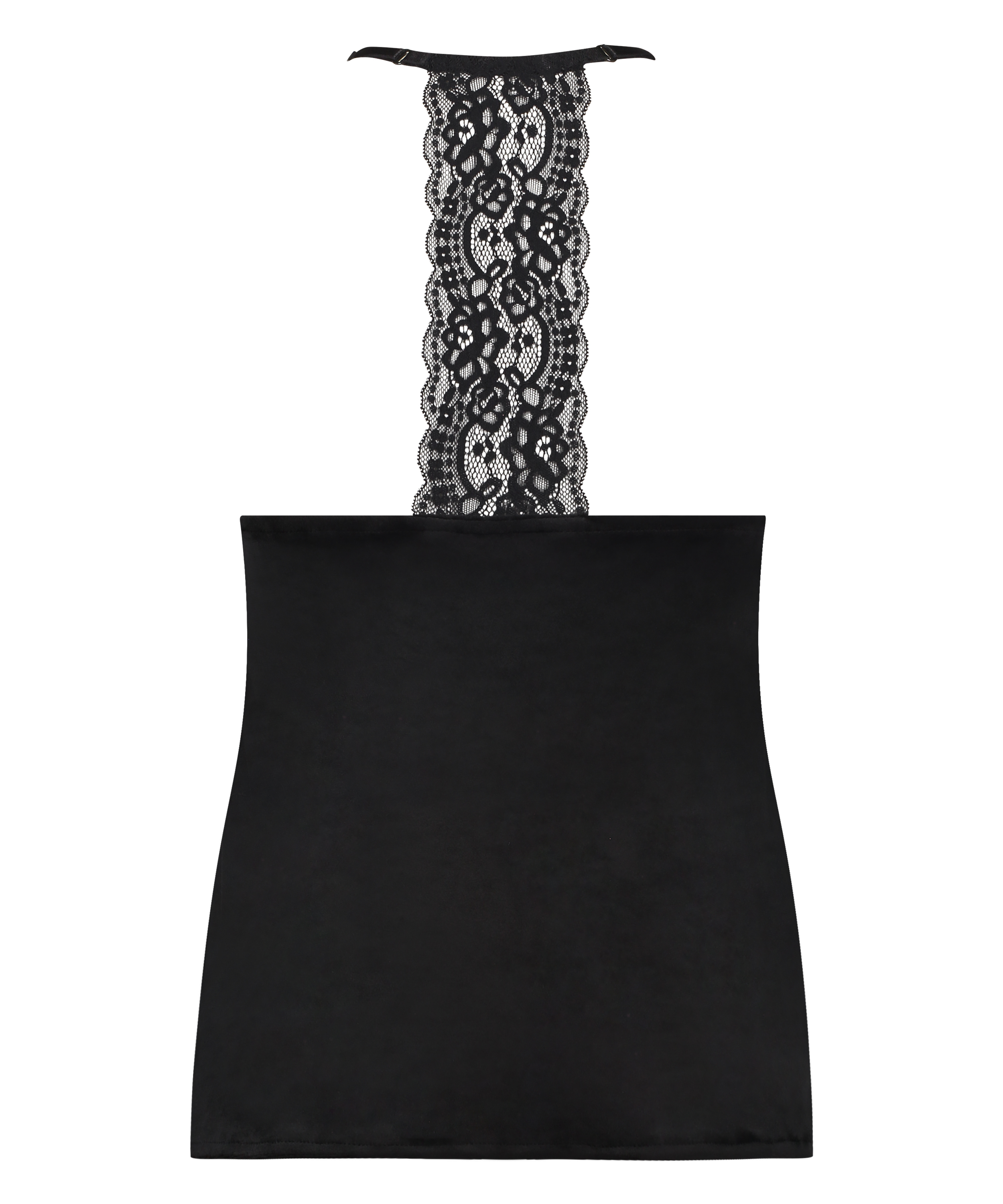 Top z aksamitnej koronki, Czarny, main