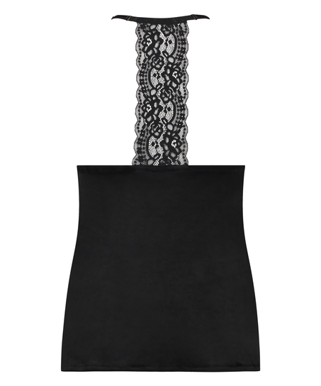 Top z aksamitnej koronki, Czarny