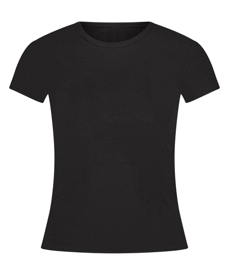 Top od piżamy Rib Essential, Czarny
