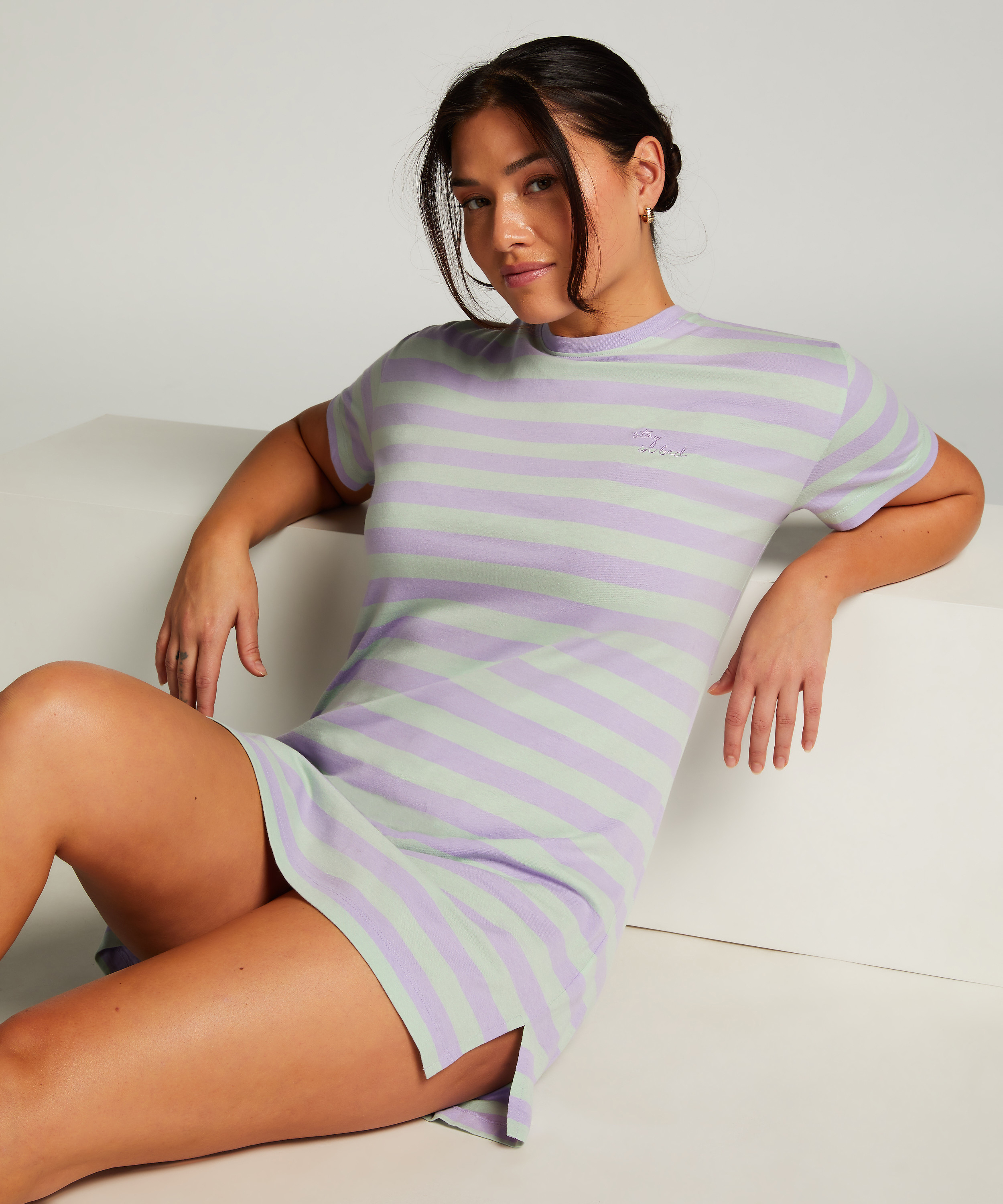 Koszula nocna z okrągłym dekoltem, Zielony, main