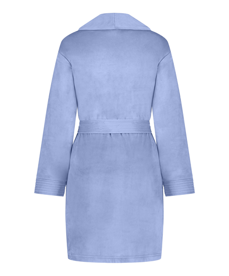 Kr&oacute;tki szlafrok welurowy, Niebieski