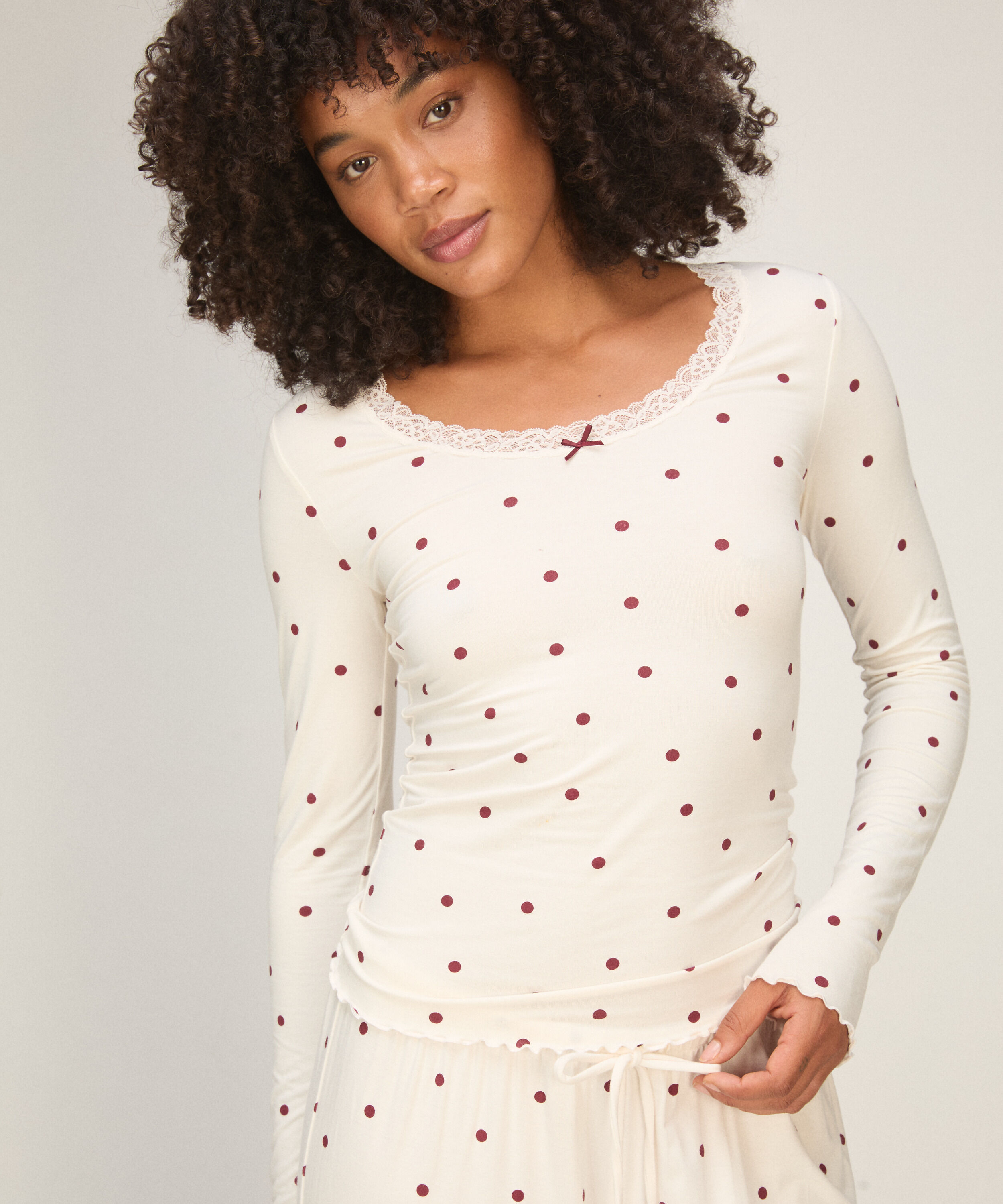 Top Lace Dot, Biały