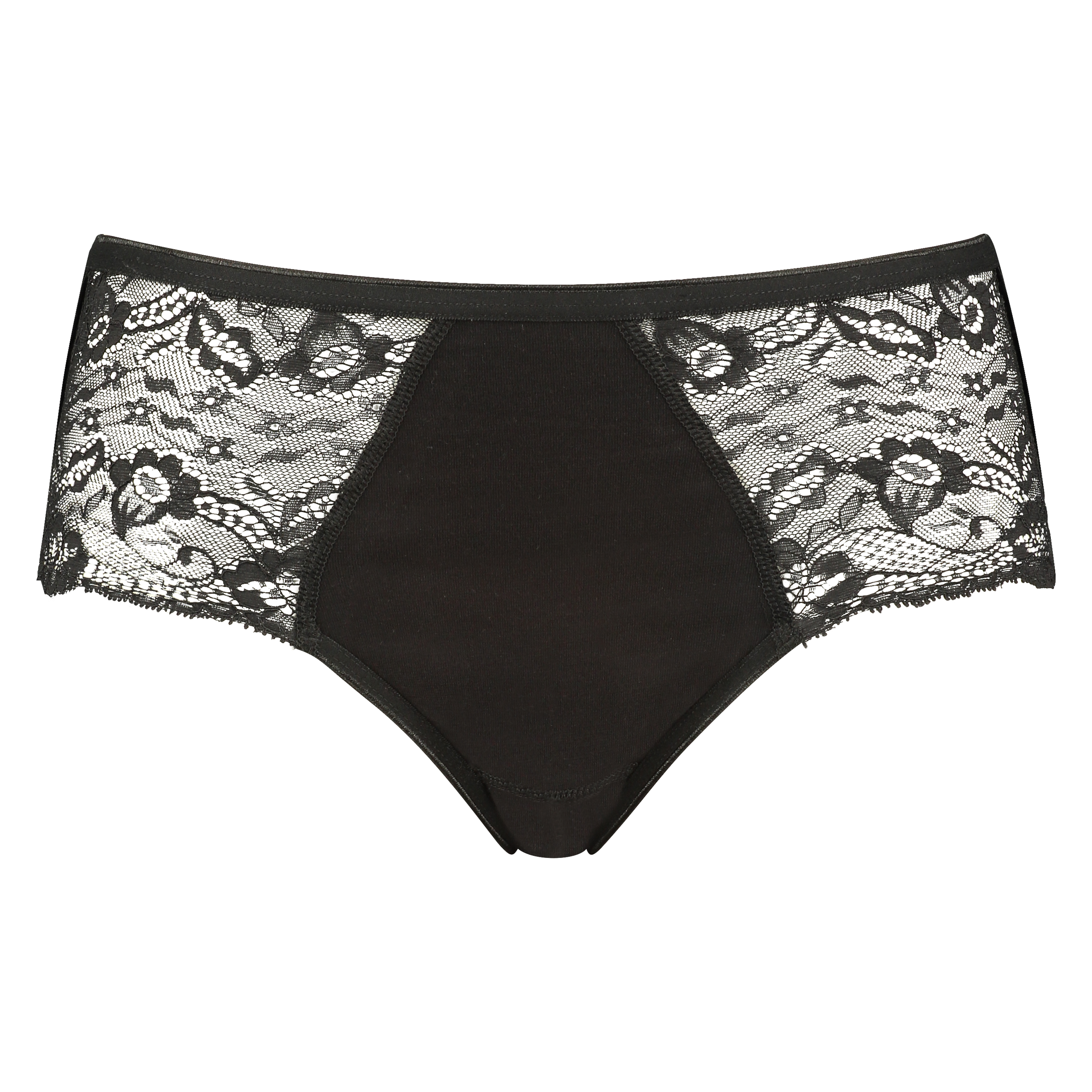 Koronkowe majtki midi Superslip, Czarny, main