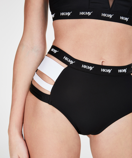 HKMX Cheeky High Bikini Bottoms, Czarny