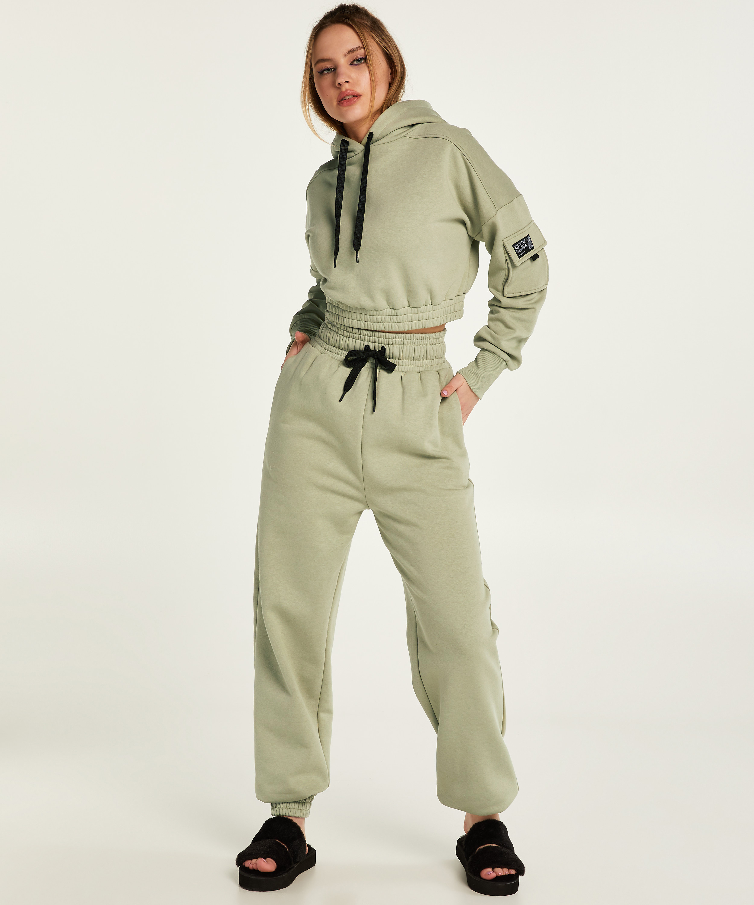 Krótka bluza z kapturem Kim Petras, Zielony, main