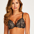 Biustonosz usztywniany push-up z fiszbinami Teddy, Czarny