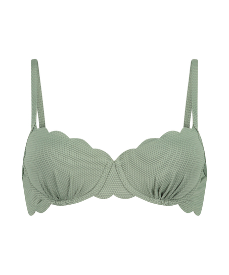Usztywniany top bikini z fiszbinami Scallop, Zielony