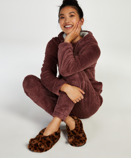 Leopard Ballerina Slippers, Brązowy