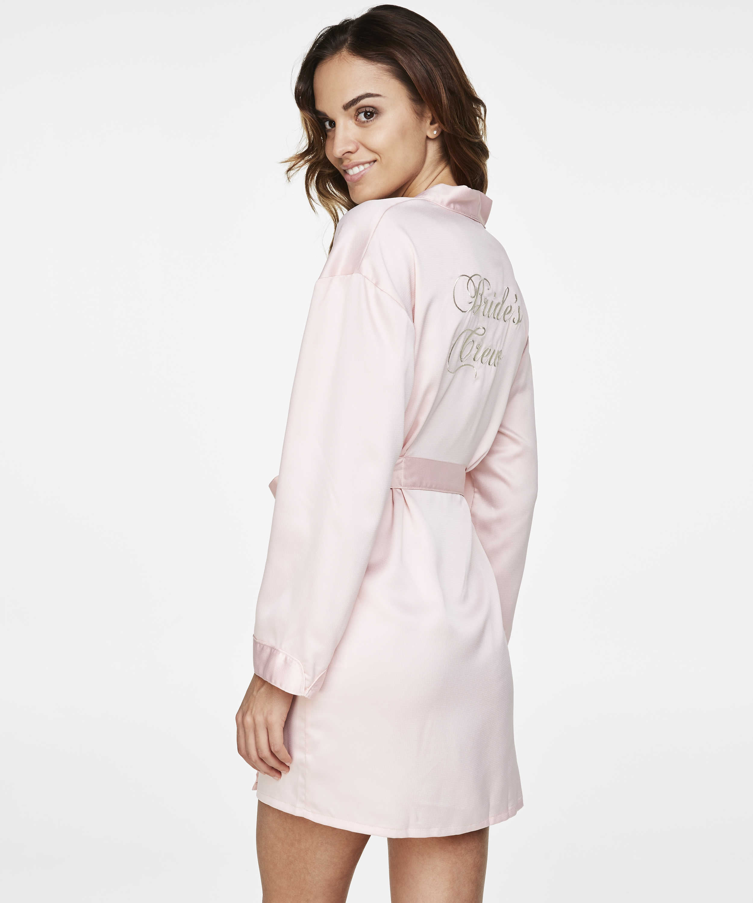 Satin Kimono Brides Crew, Różowy, main