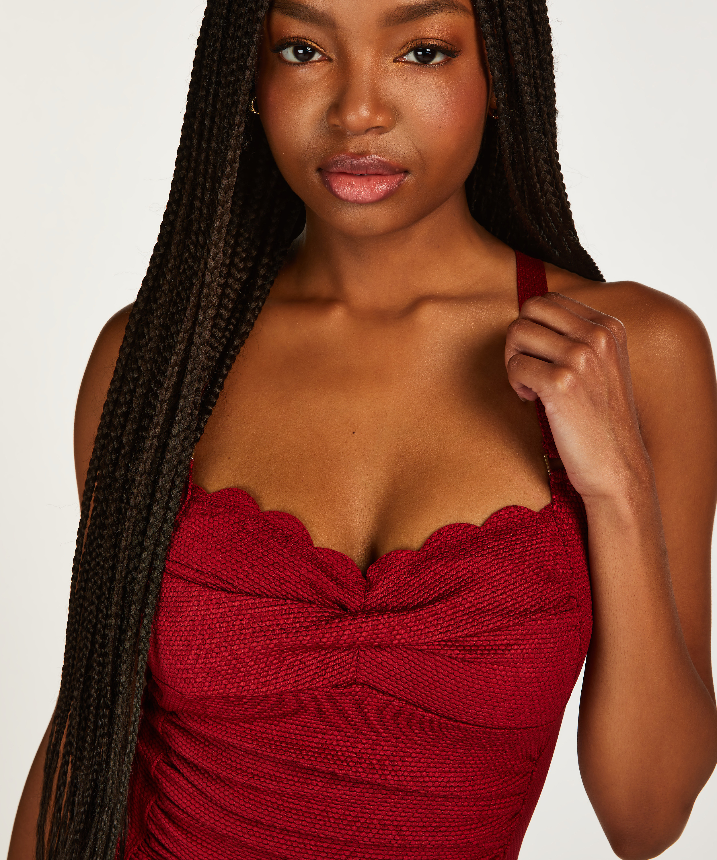 Str&oacute;j kąpielowy z falowanym brzegiem, Czerwony, main