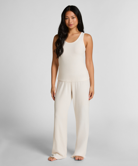 Podkoszulek ze szczotkowanego dżerseju w prążki, Biały