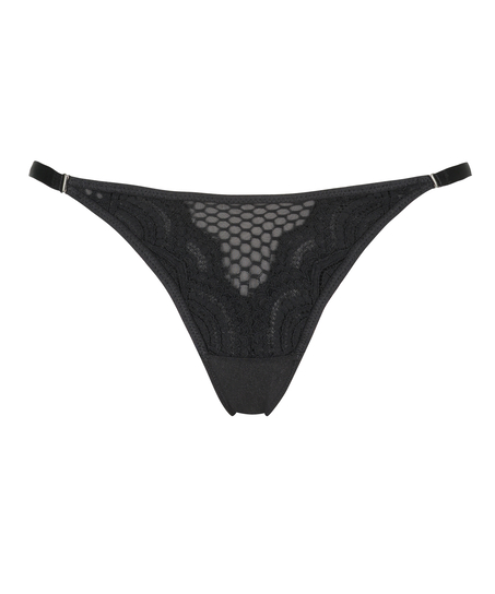 Duckie High Leg Tanga Thong, Czarny