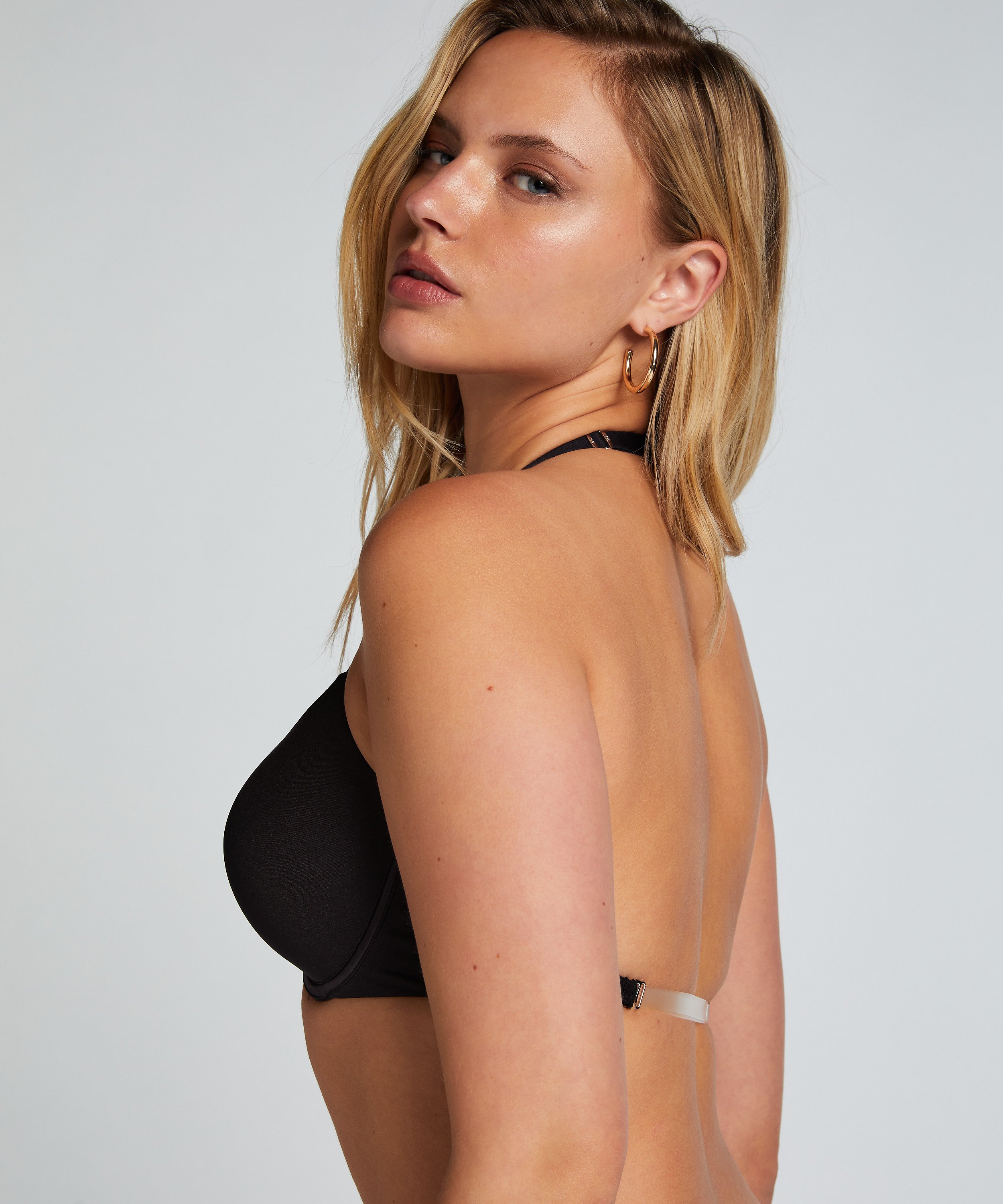 Przezroczysty, usztywniany biustonosz z fiszbinami Multiway, Czarny, main