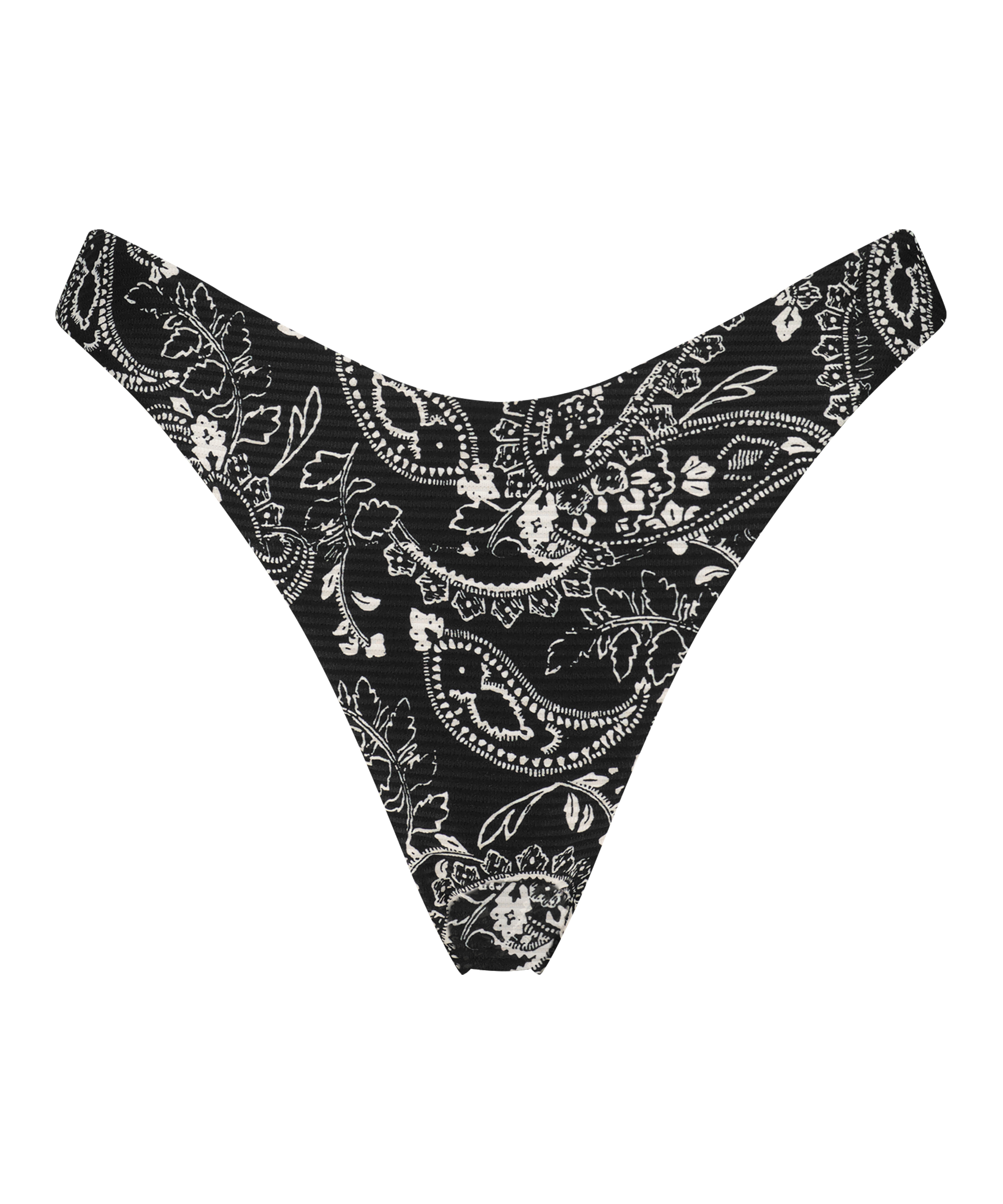 Brazyliany od bikini z wysokimi wycięciami i wzorem paisley, Czarny, main