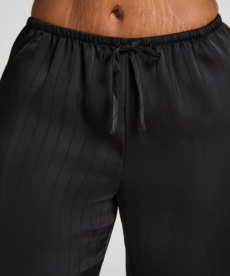 Spodnie satynowe w prążki, Czarny